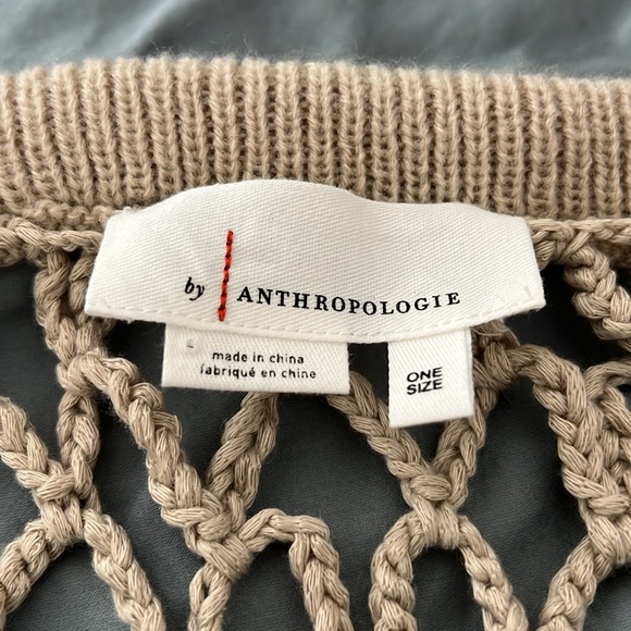 Anthropologie Crochet Beach Wrap Maxi Skirt One Size Fringe Tan Adjustable - Picture 3 of 7